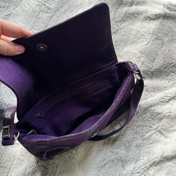 Wilson’s Pelle Studios Italian Leather Purple Purse Bag Holiday sparkle - Picture 6 of 8